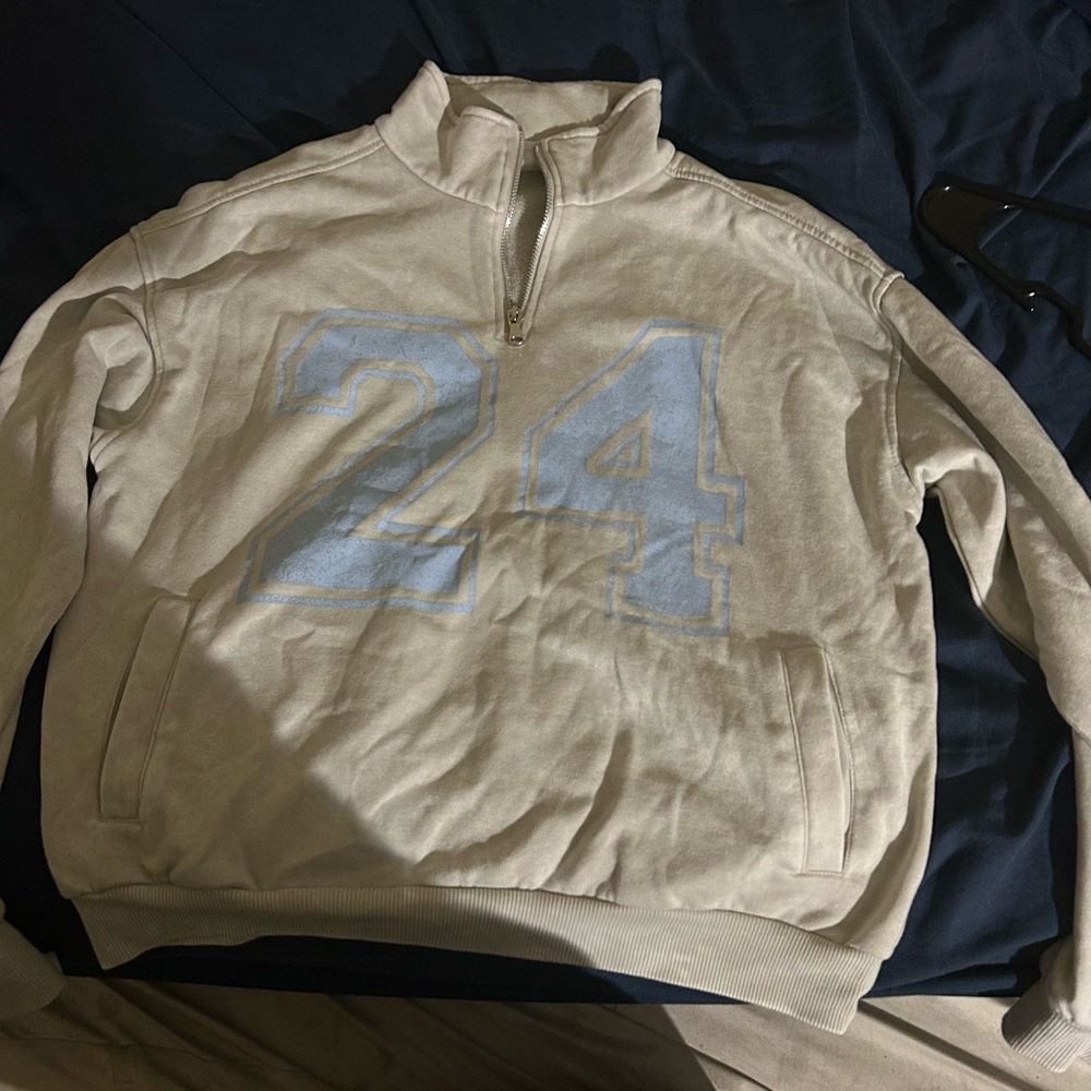 No Boundaries Cream Zip-Up Jacket with Blue Accents